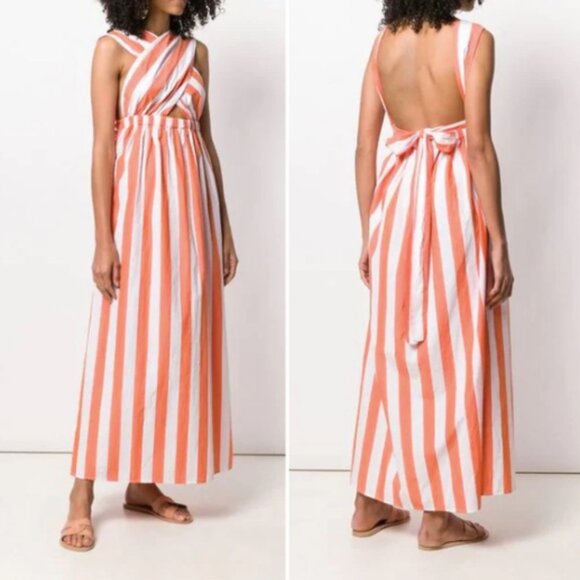 Mara Hoffman Orange and White Striped Maxi Dress - Picture 2 of 6
